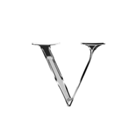 V silver metallic luxury chrome alphabet font png