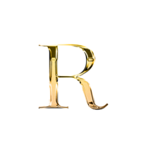 R gold metallic luxury chrome alphabet font png