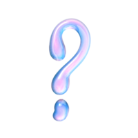 question marque alphabet avec y2k liquide pastel hologramme chrome effet png