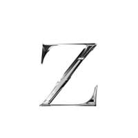 Z silver metallic luxury chrome alphabet font png