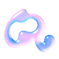 q alphabet avec y2k liquide pastel hologramme chrome effet png