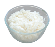 Steamed rice in transparent bowl isolated with clipping path. in png file format