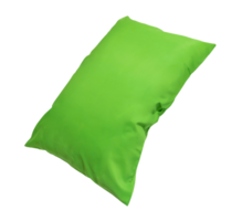 Green pillow at hotel or resort room isolated with clipping path in png file format Concept of confortable and happy sleep in daily life
