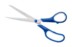 Multipurpose scissors with blue handle isolated with clipping path in png file format