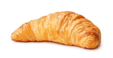 Front view of single croissant isolated with clipping path and shadow in png file format