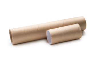 Long and short tissue paper cores isolated with clipping path and shadow in png file format
