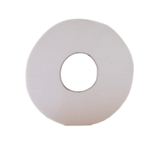 Single tissue paper roll for use in toilet or restroom with hollow in the middle isolated with clipping path in png file format