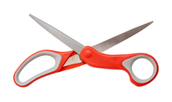 Multipurpose scissors with orange handle isolated with clipping path in png file format.