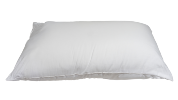 White pillow after guest's use at hotel or resort room isolated with clipping path in png file format Concept of comfortable and happy sleep in daily life