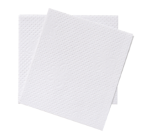 Top view of two folded pieces of white tissue paper or napkin in stack isolated with clipping path in png file format