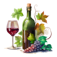 aguarela vinho uvas ai generativo png