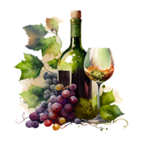 watercolor wine grapes AI Generative png