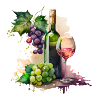 aquarelle du vin les raisins ai génératif png