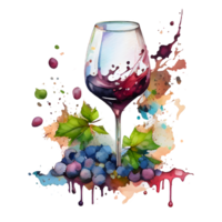 acquerello vino uva ai generativo png