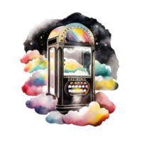 watercolor bar jukebox AI Generative png
