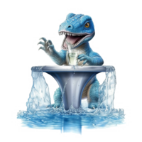 baby cute dinosaur drinking coctail AI Generative png