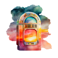 Aquarell Bar Jukebox ai generativ png