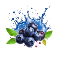 vattenfärg blåbär med stänk ai generativ png