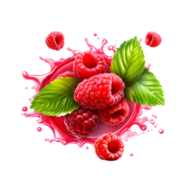 Raspberries  with water splash AI Generative png