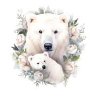 branco Urso com bebê ai generativo png