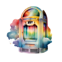 watercolor bar jukebox AI Generative png