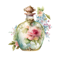watercolor perfume bottle flakon AI Generative png