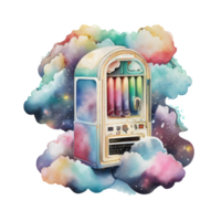 watercolor bar jukebox AI Generative png