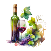 watercolor wine grapes AI Generative png