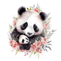 acquerello panda con bambino ai generativo png