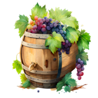 aquarelle du vin les raisins ai génératif png