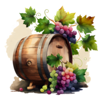 watercolor wine grapes AI Generative png