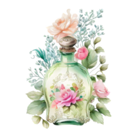 watercolor perfume bottle flakon AI Generative png