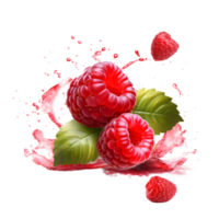 Raspberries  with water splash AI Generative png
