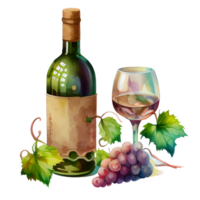 aguarela vinho uvas ai generativo png