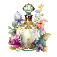 aguarela perfume garrafa frasco ai generativo png