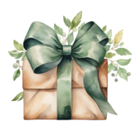 Watercolor gift box isolated. Illustration png