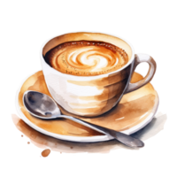 Watercolor cup of coffee. Illustration AI Generative png