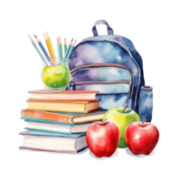 Watercolor back to school background. Illustration AI Generative png