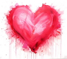 Watercolor red heart. Illustration AI Generative png