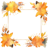 Watercolor Autumn Frame. Illustration AI Generative png