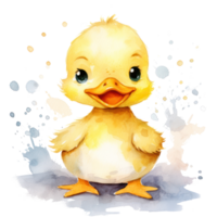 süß Aquarell Baby Ente. Illustration ai generativ png