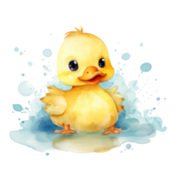 süß Aquarell Baby Ente. Illustration ai generativ png