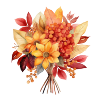 Watercolor Autumn Bouquet. Illustration AI Generative png