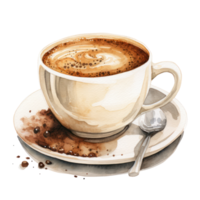 Watercolor cup of coffee. Illustration AI Generative png