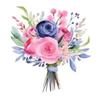 Watercolor cute wedding bouquet. Illustration AI Generative png