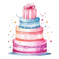 Watercolor Birthday Cake Isolated png