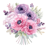Watercolor cute wedding bouquet. Illustration AI Generative png