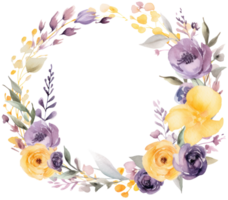 Watercolor floral frame. Illustration Generative AI png