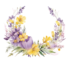 Watercolor floral frame. Illustration Generative AI png