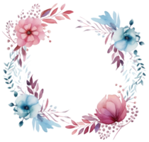 Watercolor floral frame. Illustration AI Generative png